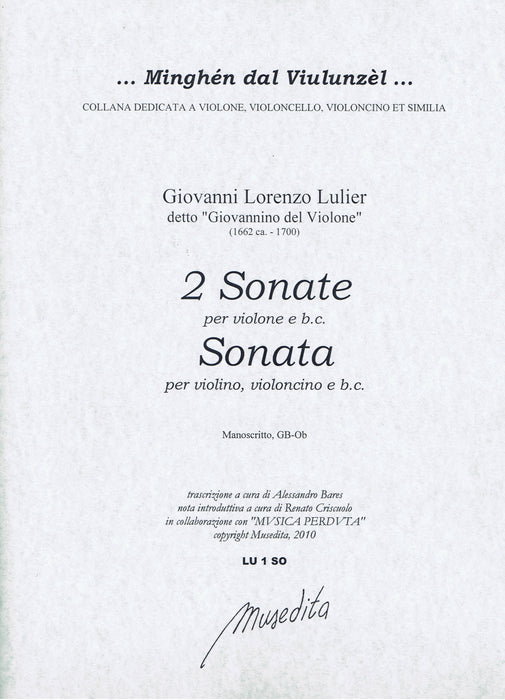 Lulier: 2 Sonatas for Violone and Basso Continuo & Sonata for Violin, Violoncino and Basso Continuo