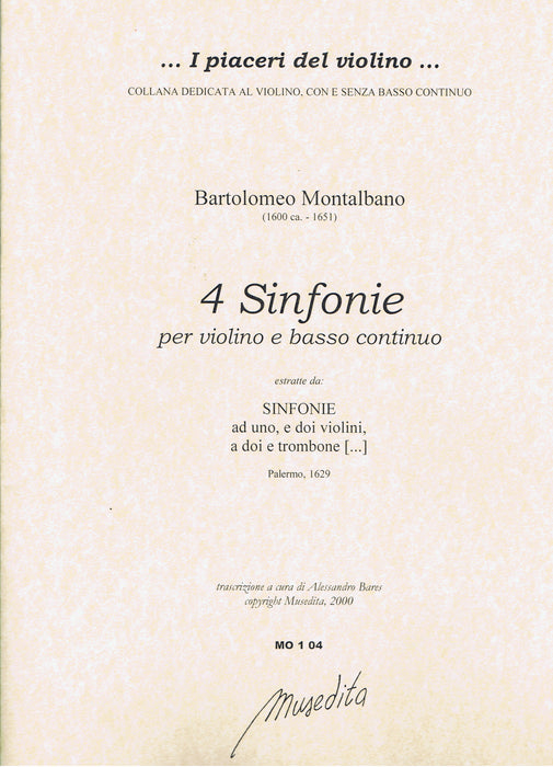Montalbano: 4 Sinfonias for Violin and Basso Continuo
