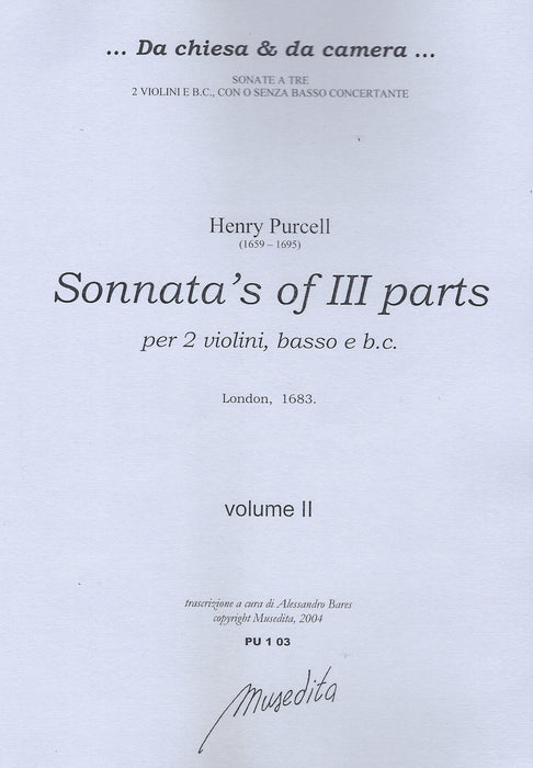 Purcell: Sonatas of 3 Parts for 2 Violins, Bass Instrument and Basso Continuo