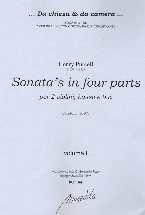 Purcell: Sonatas in 4 Parts for 2 Violins, Bass Instrument and Basso Continuo