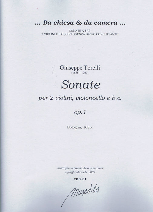 Torelli: Sonatas for 2 Violins, Violoncello and Basso Continuo, Op. 1