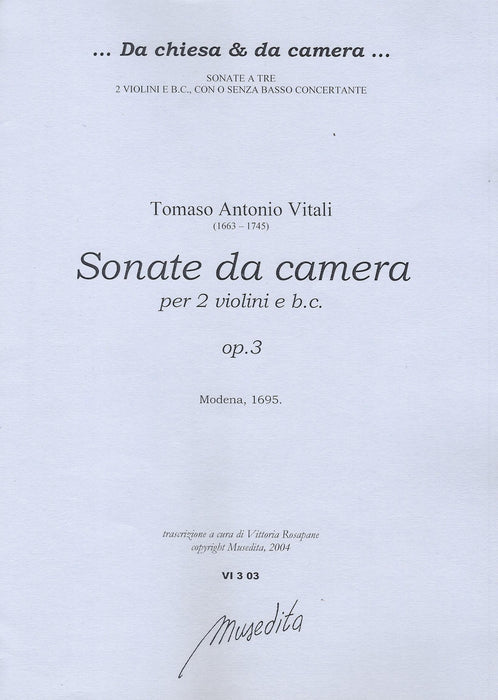 Vitali: Sonatas da Camera for 2 Violins and Basso Continuo, Op. 3