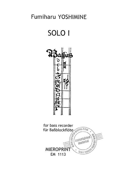 Yoshimine: Solo I for Bass Recorder
