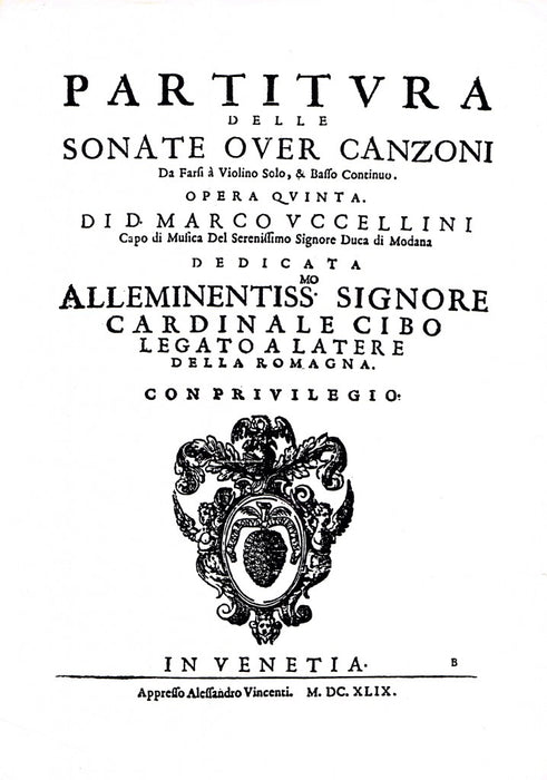 Uccellini: Partitura delle Sonate over Canzoni, Op. 5