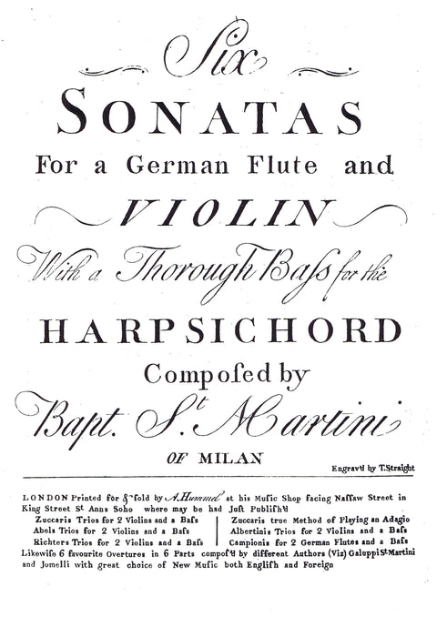 Sammartini: Six Sonatas for a German Flute and Violin with a Thorough Bass for the Harpsichord
