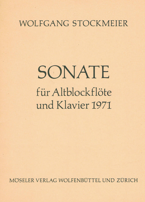 Stockmeier: Sonata for Treble Recorder and Piano (1971)