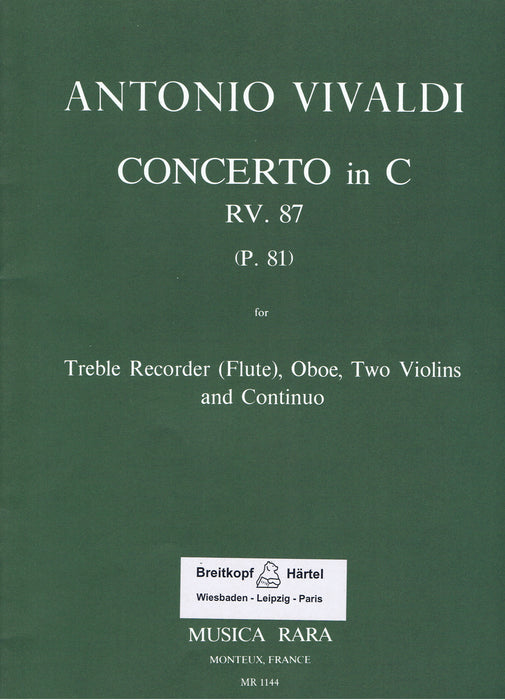 Vivaldi: Concerto in C Major RV87 for Treble Recorder, Oboe, 2 Violins and Basso Continuo