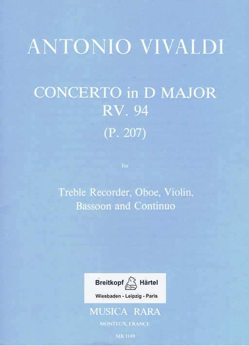 Vivaldi: Concerto in D Major RV94 for Treble Recorder, Oboe, Violin, Bassoon and Basso Continuo