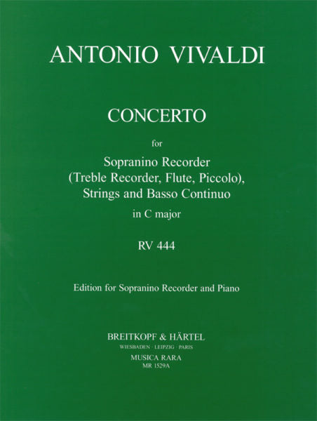 Vivaldi: Concerto in C Major for Sopranino Recorder RV 444 - Piano Reduction