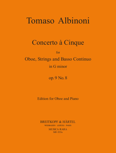 Albinoni: Concerto a 5 in G Op. 9/8 - Edition for Oboe and Piano