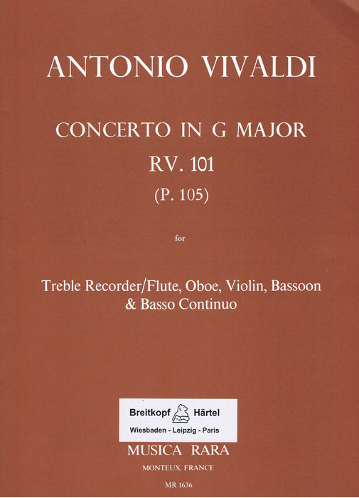 Vivaldi: Concerto in G Major RV101 for Treble Recorder, Oboe, Violin, Bassoon and Basso Continuo