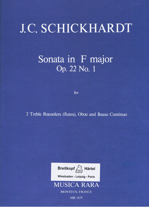 Schickhardt: Sonata in F Major Op. 22/1 for 2 Treble Recorders, Oboe and Basso Continuo