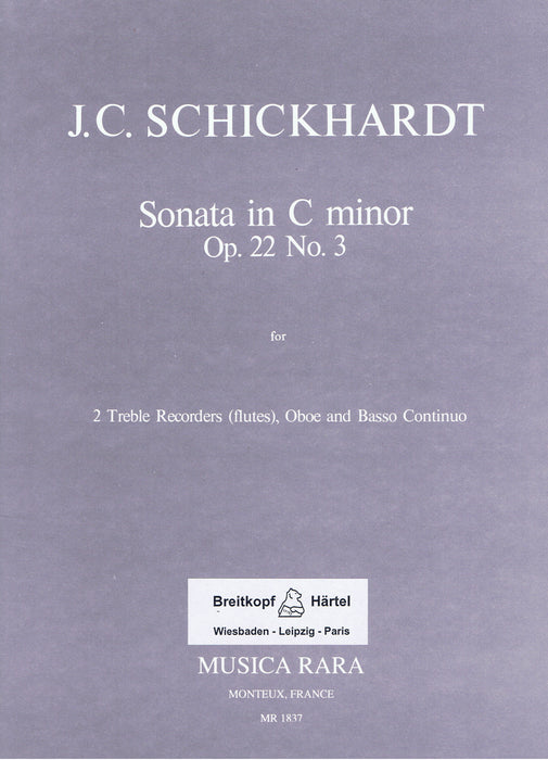 Schickhardt: Sonata in C Minor Op. 22/3 for 2 Treble Recorders, Oboe and Basso Continuo