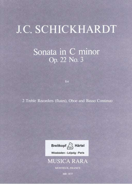 Schickhardt: Sonata in C Minor Op. 22/3 for 2 Treble Recorders, Oboe and Basso Continuo