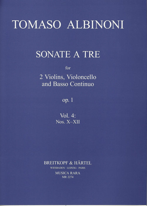 Albinoni: Sonatas for 2 Violins, Violoncello and Basso Continuo Op. 1, Vol. 4 Nos. 10-12