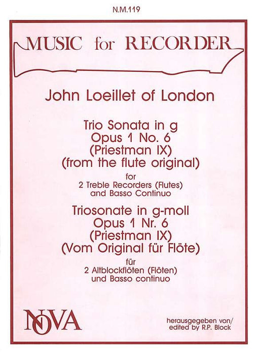 Loeillet: Trio Sonata in G Minor for 2 Treble Recorders and Basso Continuo