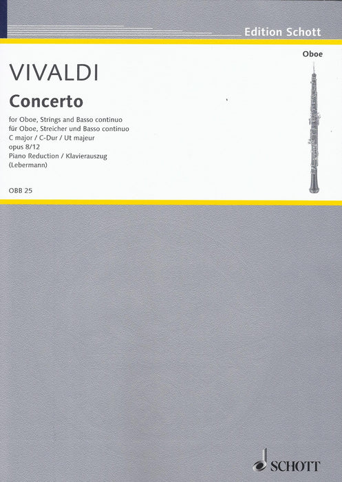 Vivaldi: Concerto in C Major Op. 8/12 for Oboe, Strings and Basso Continuo - Piano Reduction
