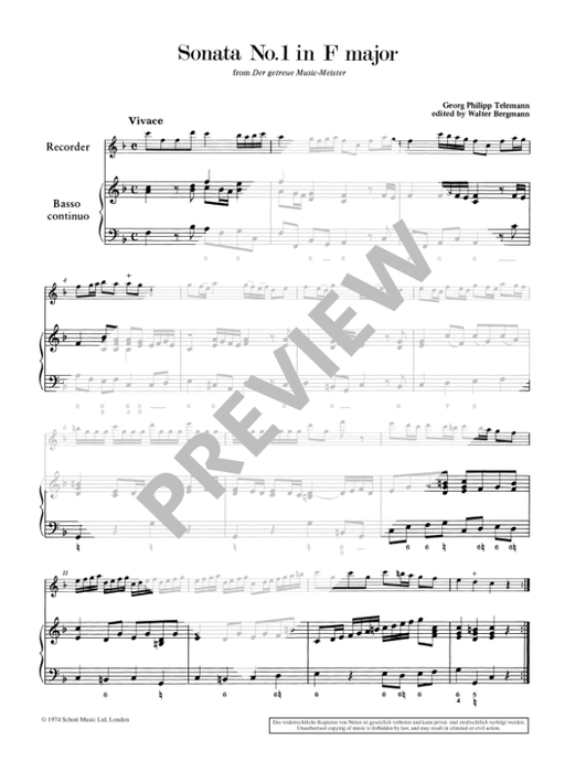 Telemann: 4 Sonatas for Treble Recorder and Continuo