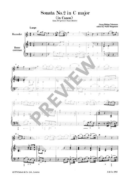 Telemann: Sonata No. 2 in C major for Treble Recorder and Continuo