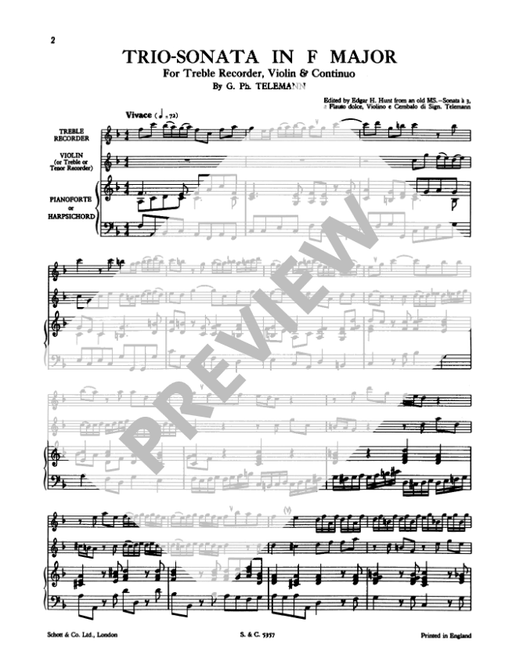 Telemann: Trio Sonata in F Major for Alto Recorder, Violin and Continuo