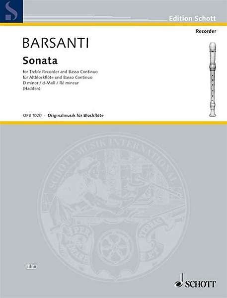 Barsanti: Sonata in D Minor for Treble Recorder and Continuo