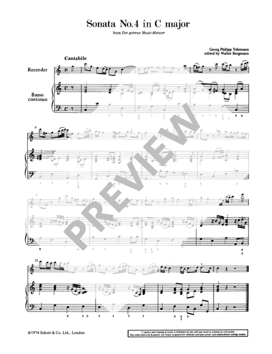 Telemann: Sonata No. 4 in C Major for Treble Recorder and Continuo