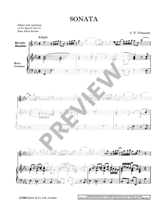 Telemann: Sonata in F Minor for Treble Recorder and Continuo