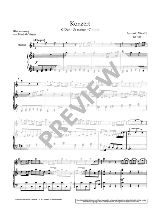 Vivaldi: Concerto in C Major for Sopranino, Strings and Continuo