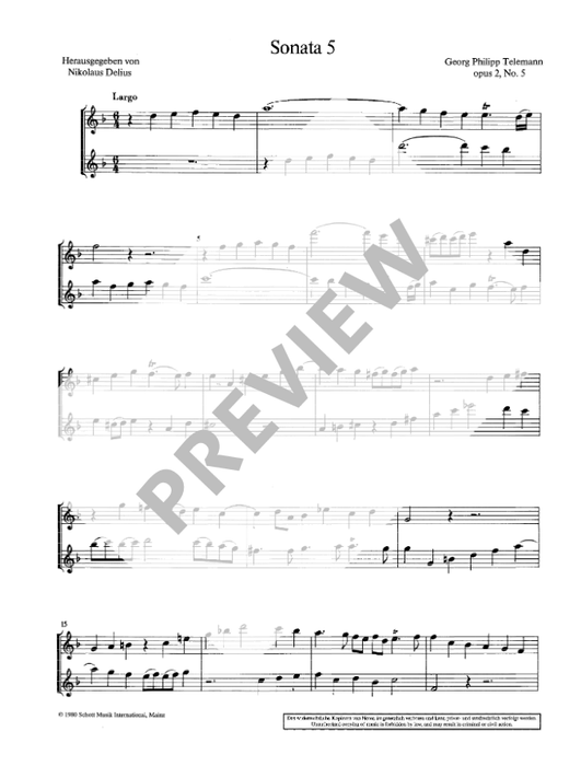 Telemann: 6 Sonatas for Recorder Duet - Volume 3