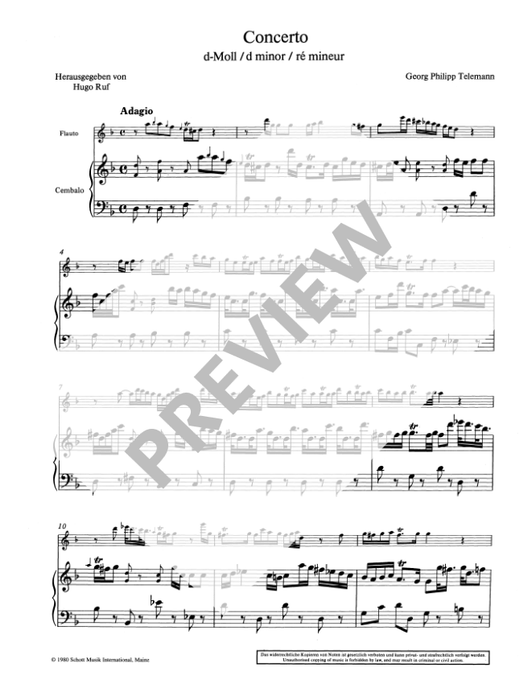 Telemann: Concerto in d minor for Treble Recorder and Harpsichord