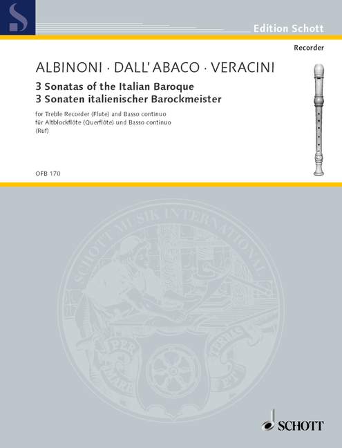 Various: 3 Sonatas of the Italian Baroque for Alto Recorder and Basso Continuo