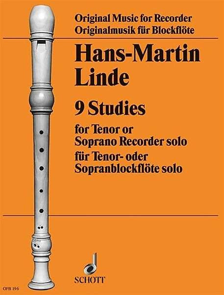 Linde: 9 Studies for Tenor or Descant Recorder Solo