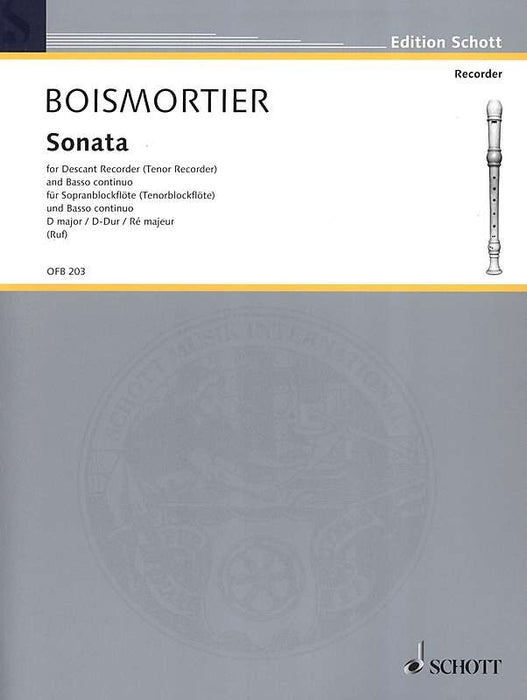 Boismortier: Sonata in D Major for Descant Recorder and Basso Continuo