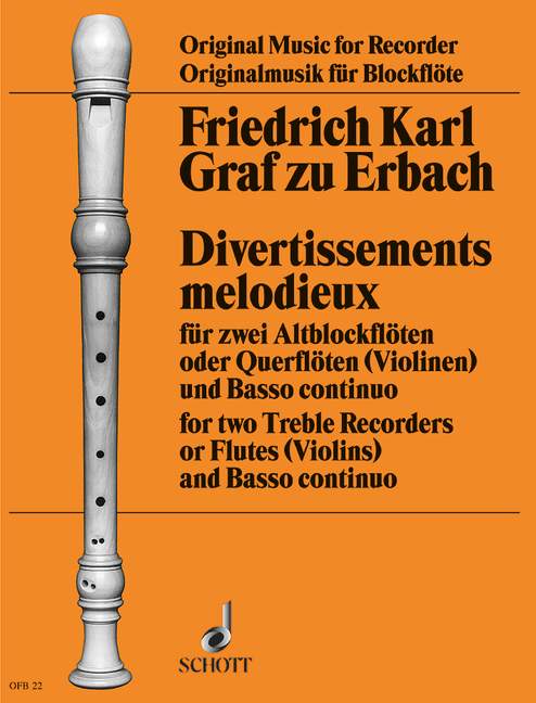 Erbach: Divertissements Melodieux for 2 Treble Recorders and Basso Continuo