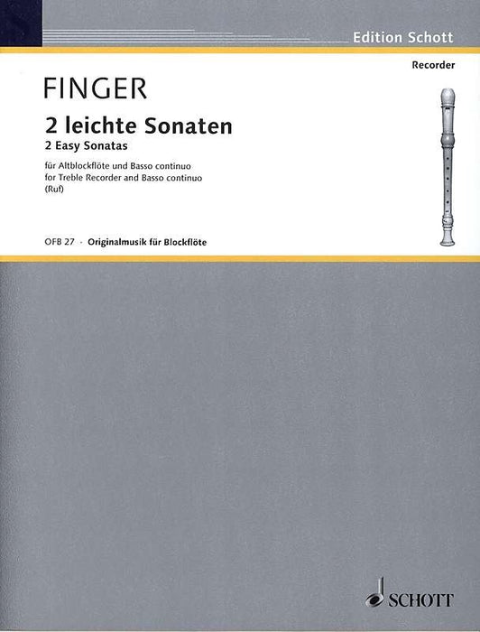 Finger: 2 Easy Sonatas for Treble Recorder and Basso Continuo