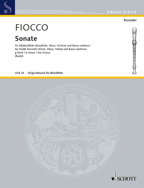 Fiocco: Sonata in G Minor for Alto Recorder and Basso Continuo