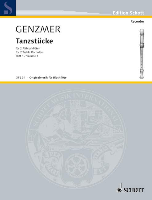 Genzmer: Dance Pieces for 2 Alto Recorders, Vol. 1