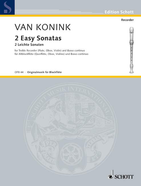 van Konink: 2 Easy Sonatas for Alto Recorder and Basso Continuo