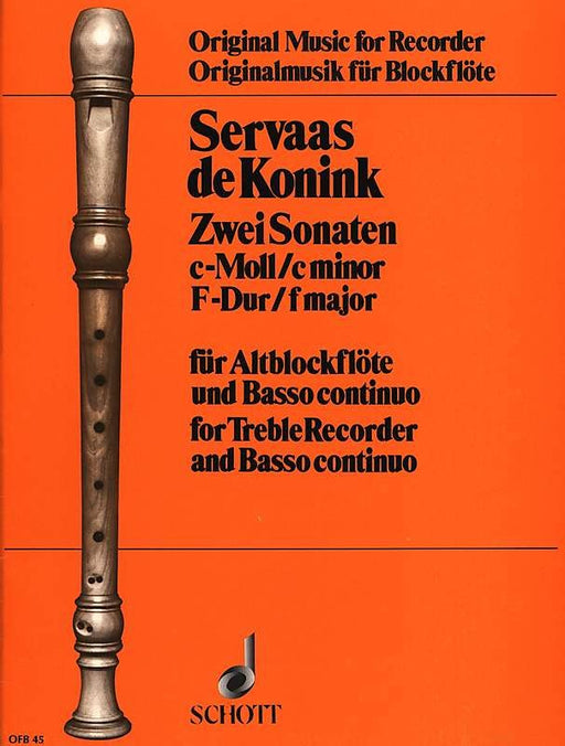 De Konink: 2 Sonatas for Treble Recorder and Basso Continuo