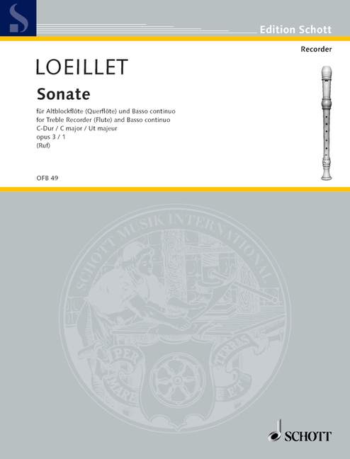 Loeillet: Sonata in C Major Op. 3/1 for Treble Recorder and Basso Continuo