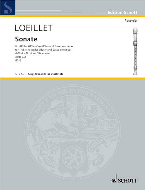 Loeillet: Sonata in D Minor Op. 3/2 for Treble Recorder and Basso Continuo