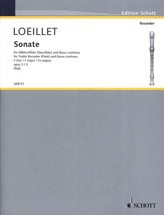 Loeillet: Sonata in F Major Op. 3/3 for Treble Recorder and Basso Continuo,