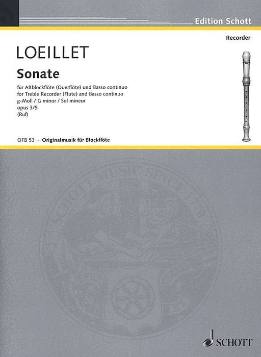Loeillet: Sonata in G Minor Op. 3/5 for Treble Recorder and Basso Continuo