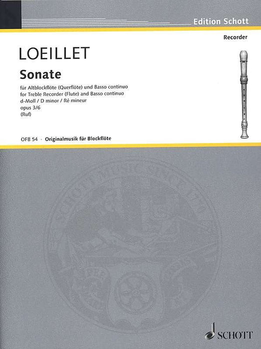 Loeillet: Sonata in D Minor Op. 3/6 for Treble Recorder and Basso Continuo