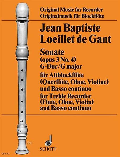 Loeillet: Sonata in G Major Op. 3/4 for Treble Recorder and Basso Continuo