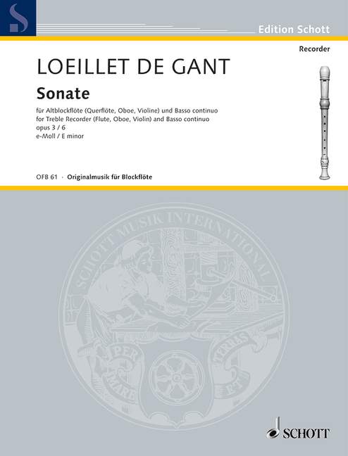Loeillet de Gant: Sonata in E Minor for Treble Recorder and Basso Continuo