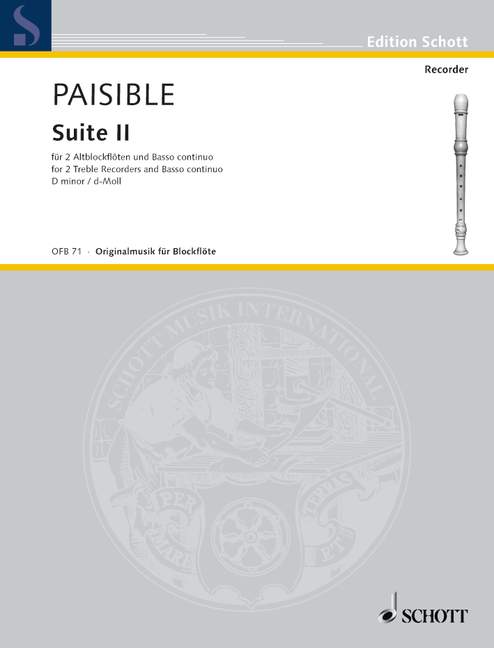 Paisible: Suite II in D Minor for 2 Treble Recorders and Basso Continuo