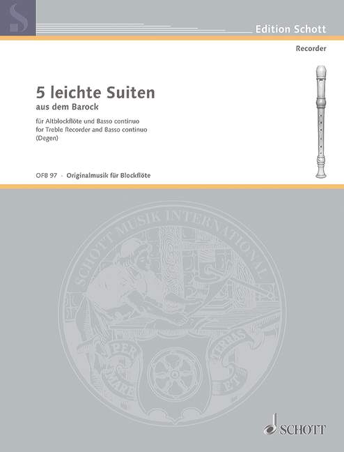 Various: 5 Easy Baroque Suites for Treble Recorder and Basso Continuo
