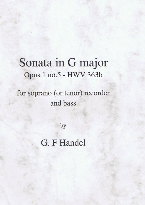 Handel: Sonata in G Major for Descant Recorder and Basso Continuo