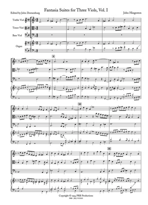 Hingeston: 8 Fantasia Suites for Viol Trio